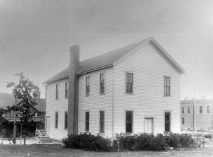 Original building that housed the Stout Manual Training School, near the intersection of Main and Broadway Streets in Menomonie