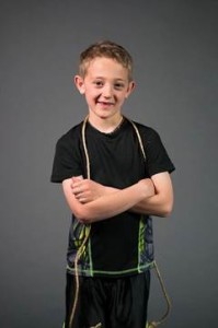 Sawyer Van Vleet, 8-year-old jump rope champion and one of DeLong's 54 "Humans"